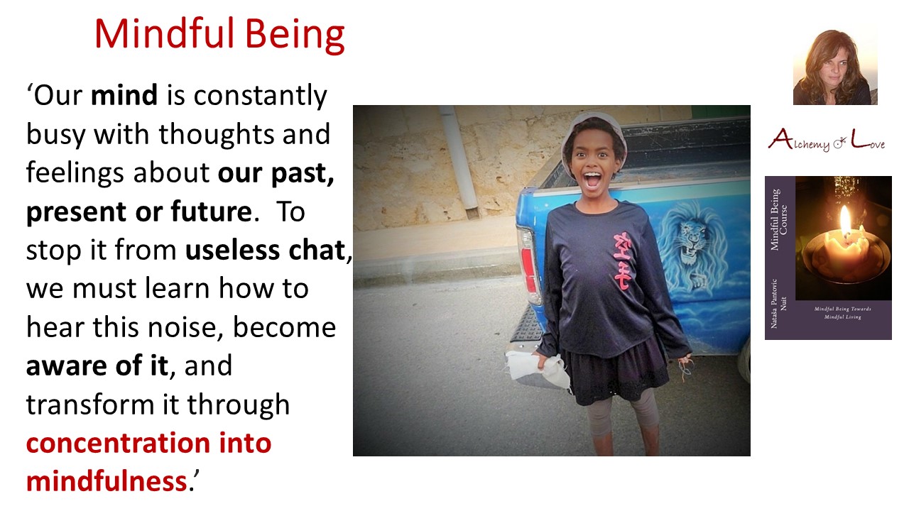 Mindful Being Mindfulness Training Quote by Nuit about Busy Mind and Meditation
